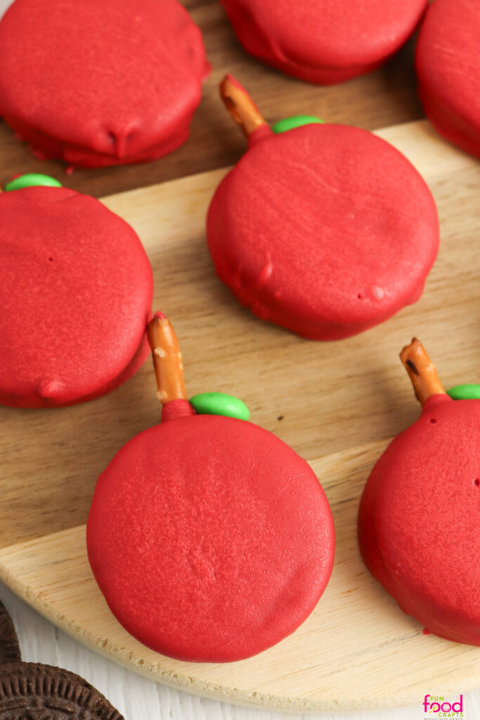 Close up image of finished no-bake Fall Apple Oreos